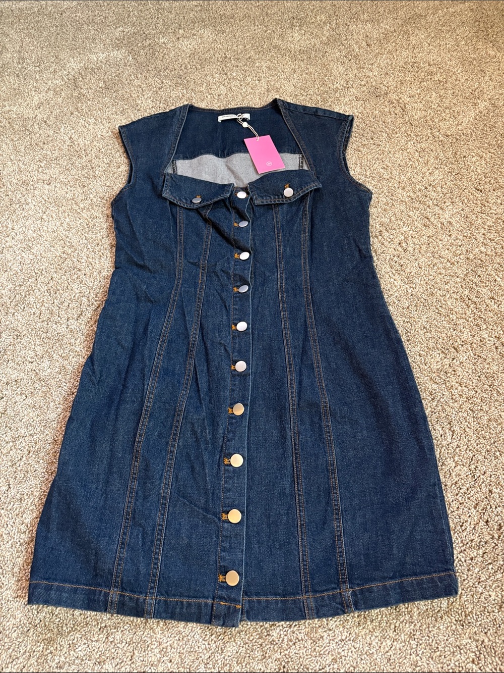 Amanda Uprichard Dark Blue Denim Button-Front Dress